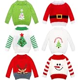 Chalyna 6 Pcs Doll Knitted Sweater Christmas Outfits, Cute | Knit Apparel with Reindeer Snowman Belt Patterns Ideal for Outfit Changes During Holiday Decor Setup, Toy Not Included