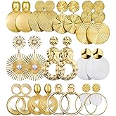 11 Pairs Big Disc Drop Earrings Gold Dangle Earrings Round Hammered Statement Earrings For Women Set