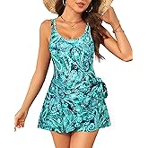 One Piece Swimdress for Women - Tummy Control Swimsuit with Skirt 2025 Wrap Tie Side Bathing Suit Dress