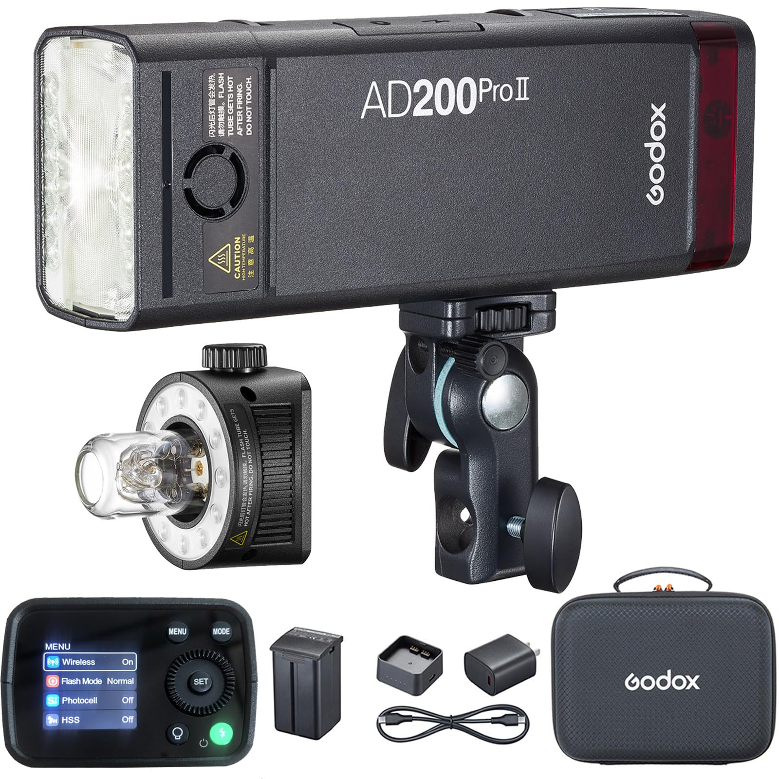 Photo 1 of Godox AD200 Pro II AD200Pro II Pocket Outdoor Flash Strobe, 200Ws 2.4G TTL 1/8000s HSS Monolight, 0.01-1.8s Recycle, GODOX AD200ProII AD 200 Pro II Upgraded Flash Head, Color Indicator and Screen