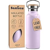 Bambaw Insulated Water Bottle 32 oz, Lavender Water Bottle Stainless Steel, 1 Liter Water Bottle, Large Thermal Water Bottle 32 oz – Lavender Haze