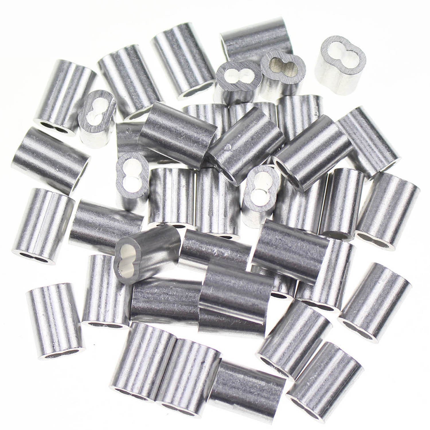 Wire Rope Sleeves 100pcs Aluminum Crimping Loop Sleeve for 1/16 1/8