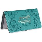 Christian Art Gifts Teal Faux Leather Checkbook Cover for Women with Inspirational Scripture