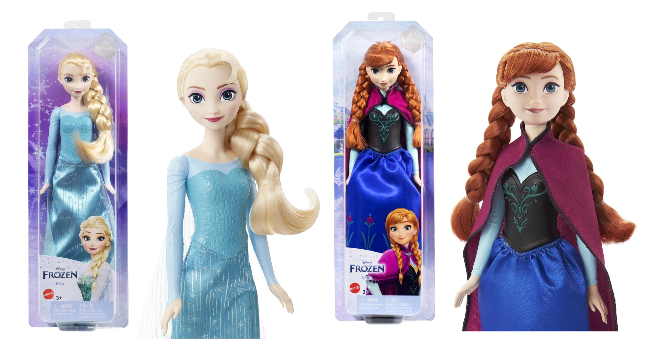 Mattel Disney Eiskönigin Elsa Puppe & Prinzessin Anna Puppe, kämmbare Haare