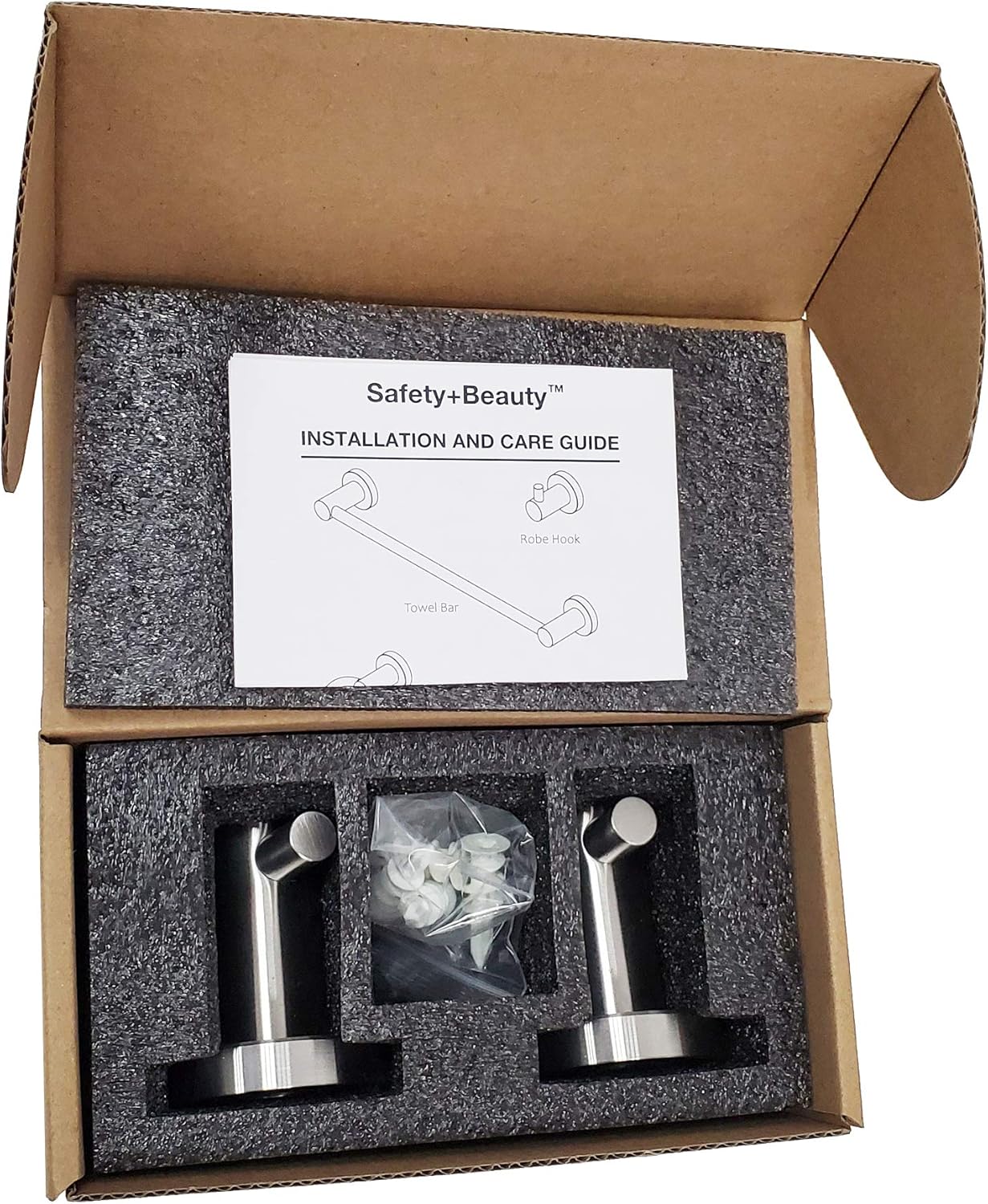 SAFETY+BEAUTY Bathroom Towel Robe Hook, Stainless Steel Rust Proof, 2 Pack, Brushed Nickel: Home & Kitchen