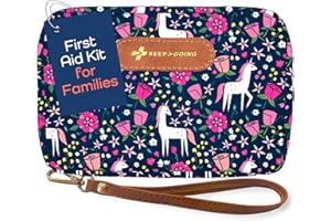 KeepGoing Travel First Aid Kit for Kids – 130 Pc. for Car, Home, Purse, Diaper Bag & Backpack with Latex-Free Bandages - Mini