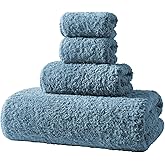 REDKISS Ultra-Plush Bath Towel Set - 900GSM Premium Thick Cotton for Bathroom & Spa, Super Absorbent Quick-Dry Bath Sheets with No Pilling (4-Piece Set for Adults, Luxury Hotel & Home Use)-Ink Blue