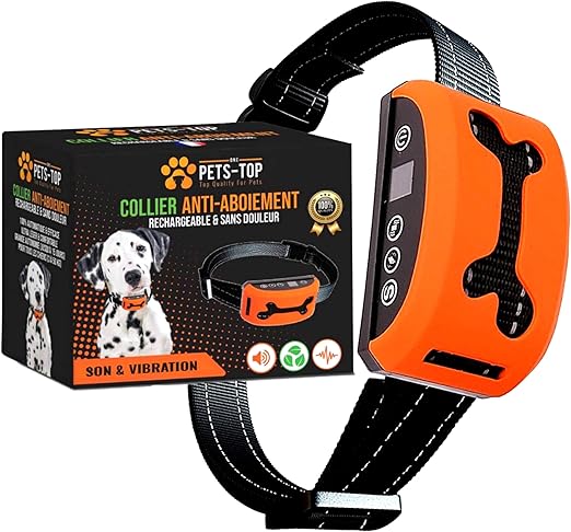 One PETS-TOP Collares antiladridos adiestramiento electrica Vibración Impermeable 7 Niveles Correa Ajustable Todas Las Razas 3-35 Kg Sistema ...