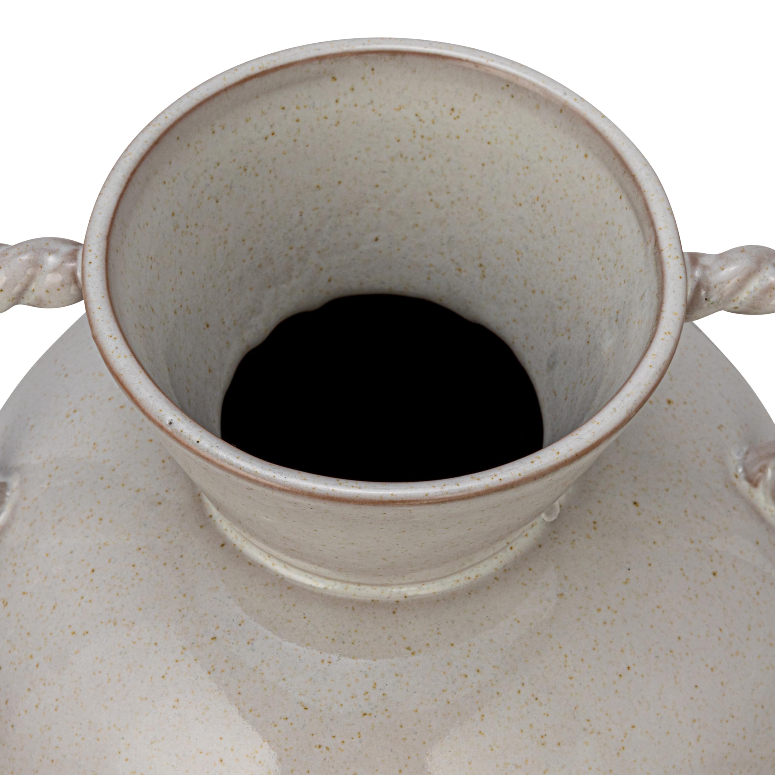 Bloomingville 9.25 Inches Stoneware Vase with Twisted Handles and Reactive Glaze, Cream Color - Image 6