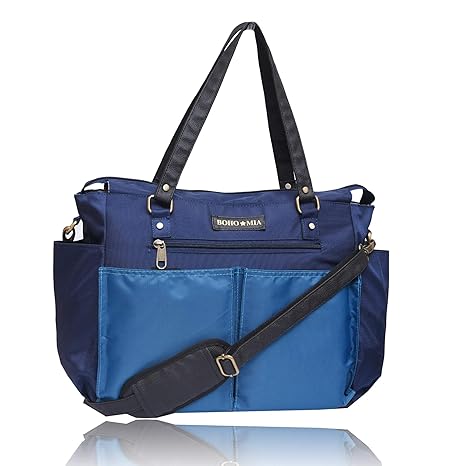 BOHO MIA Classic Multi-Pocket Organizer Extra Large Diaper Bag, Blue