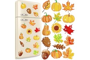 Umigy 16 Pcs Fall Thanksgiving Diamond Art Magnets for Refrigerator Pumpkin Sunflower Leaves Diamond Painting Magnet Autumn Thanksgiving Gems Art Kits for Adults Beginners Crafts