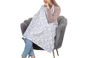 BYEBYE CALORIE Cotton Nursing Cover for Breastfeeding - Multipurpose Breathable Mother Breastfeeding Cover Nursing Apron (Grey Floral)