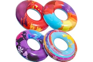 Korlon Tec 4Pcs Pool Floats Tubes, Colorful Inflatable Pool Floats Kids, Pool Floaties Beach Swimming Rings Party Toys for Kids and Adults