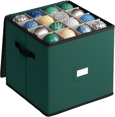 SONGMICS Christmas Decoration Storage Box 64 Slots 7.6 cm Green RFB036C01