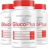(3 Pack) Gluco Plus Capsules - GlucoPlus Pills Formula Support, GlucoPluss Premium Advanced Formula All Natural Ingredients, Glucoplus Wellness & Overal Health Reviews, 180 Capsules for 3 Months