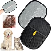 2 Pack Pet Hair Removal Gloves,Double Sided Cat Grooming Glove,Static Removal Gloves for Dogs & Cats,Reusable Deshedding Pet