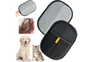 2 Pack Pet Hair Removal Gloves,Double Sided Cat Grooming Glove,Static Removal Gloves for Dogs & Cats,Reusable Deshedding Pet 