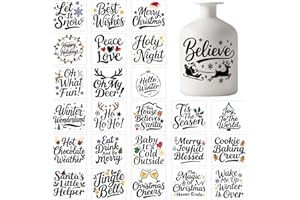 GLOBLELAND Lot de 25 feuilles d'autocollants colorés avec texte de Noël - Silhouette de lanterne - Autocollants colorés - Aut