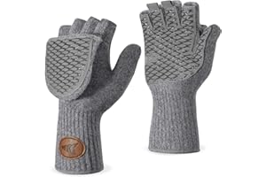 KastKing Bully Wooly Convertible Mittens – Premium Wool Fingerless Fishing Gloves with Magnetic Flip-Top, Fleece Lining, Non-Slip Grip, Extra-Long Cuff, 4-Way Stretch, Cold Weather Winter Gear