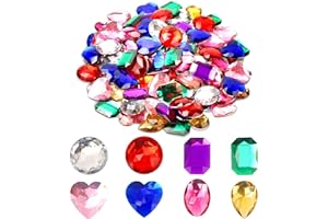 TEELIY 1" Jewels for Crafting Assorted Colorful Flat Back Heart Shaped Jewel Gems Acrylic Rhinestones for Crafts, Manualidades Accesorios Decoraciones Costume Making Cosplay Jewels for Embelishments 120 Pack