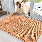 OLANLY Dog Door Mat for Muddy Paws 36x24, Absorbs Moisture and Dirt, Absorbent Non-Slip Washable Doormat, Quick Dry Chenille Mud Mat for Dogs, Entry Indoor Entryway Carpet for Inside Floor, Orange