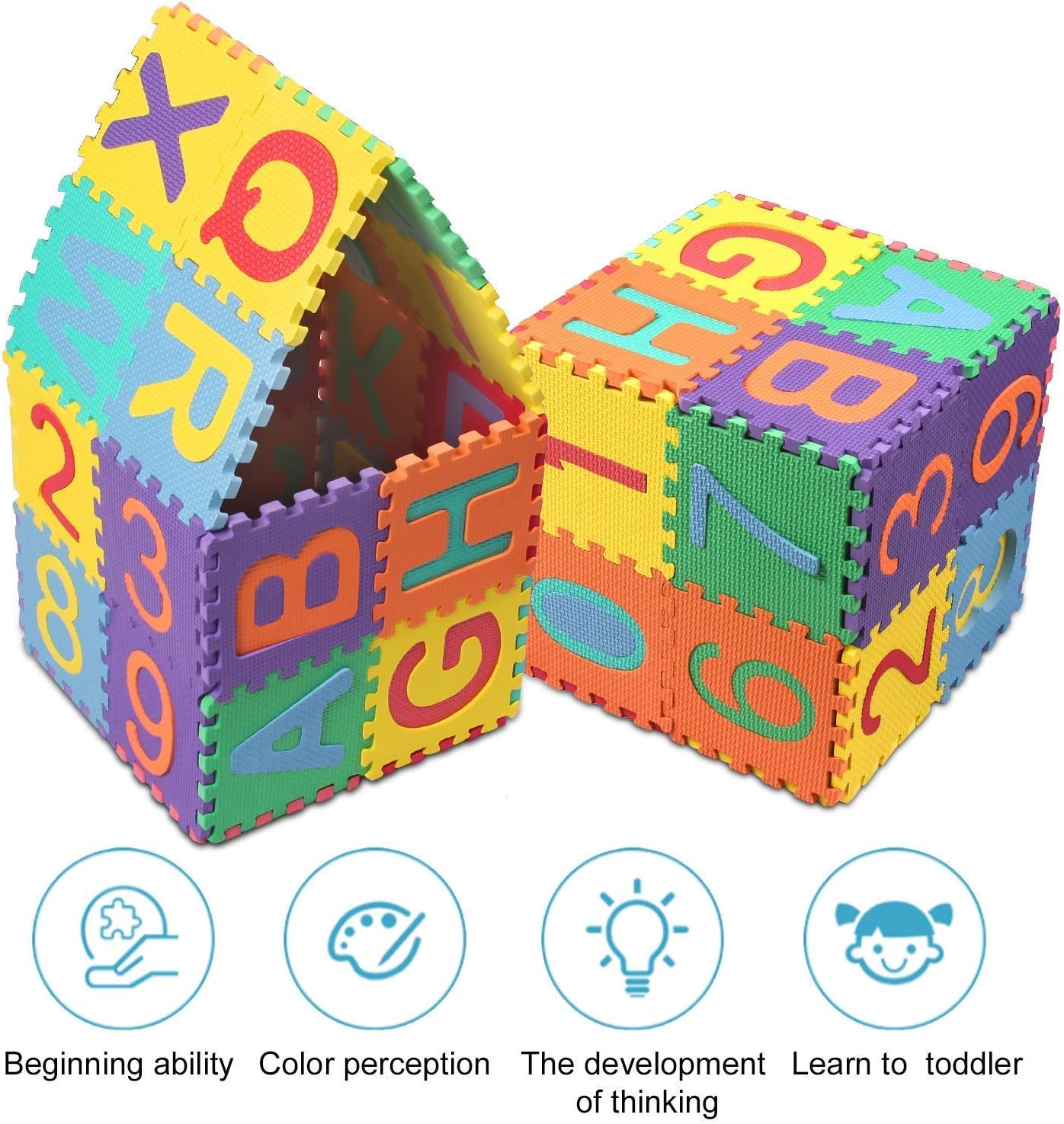 Kangler Kids Foam Puzzle Play Mat (36-Piece Set) Interlocking EVA Floor Tiles with Alphabet and Numbers: Toys & Games