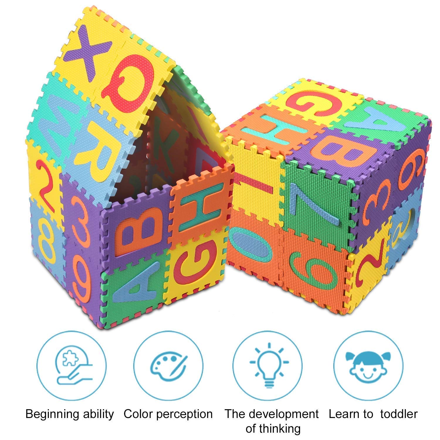 Kangler Kids Foam Puzzle Play Mat 36pcs 5.9inch x 5.9inch Interlocking EVA Floor Tiles with Alphabet and Numbers : Baby
