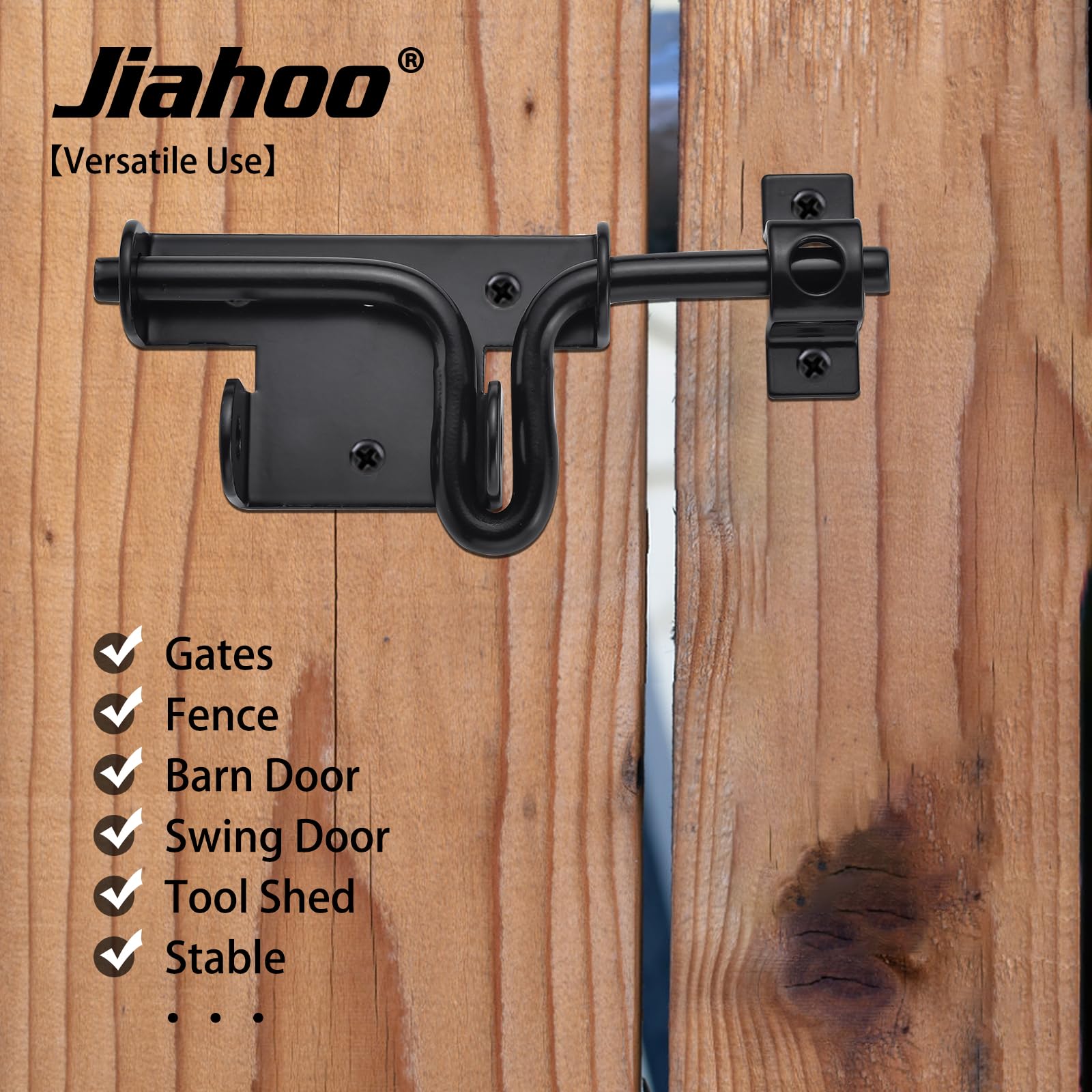 JIAHOO Slide Bolt Gate Latch, Heavy Duty Door Lock With Padlock Hole
