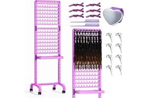 Sunnacate Braiding Hair Rack 280 Pegs with Tray and Braid Tools, Mobile Braid Rack with Wheels, Height Adjustable, Standing Braider Rack Stand Separator Hair Extension Holder Hanger for Salon Home