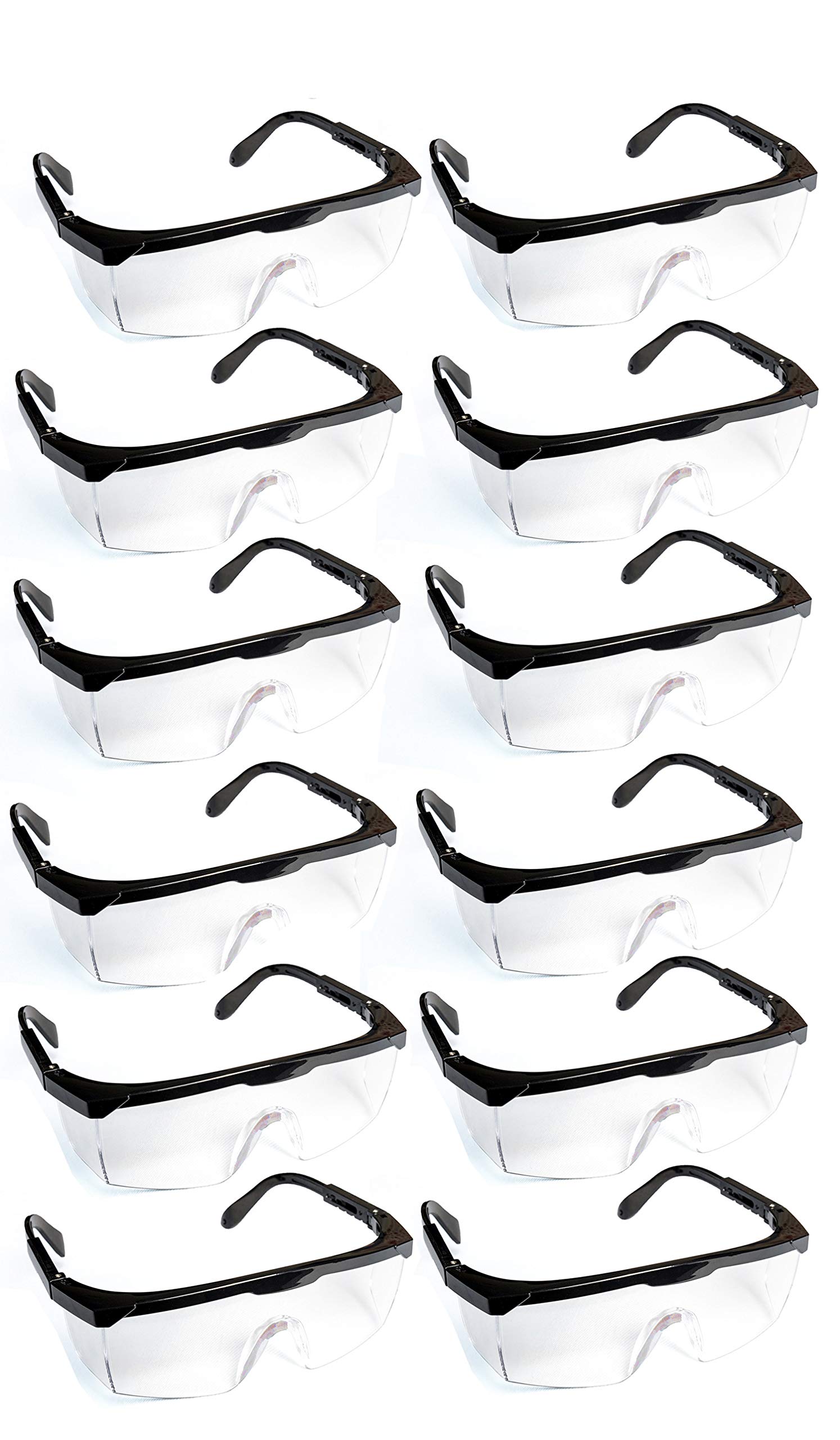 Goodway Work Safety Goggles Pack of 12 │ With Side Protection │ EN166 Certified Eye Protection │ Robust Safety Glasses for Industry and Crafts