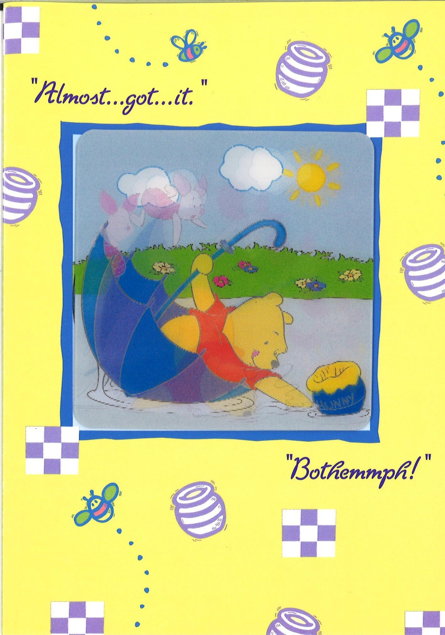 Winnie the Pooh Holographic Moving Picture Birthday Card with Envelope