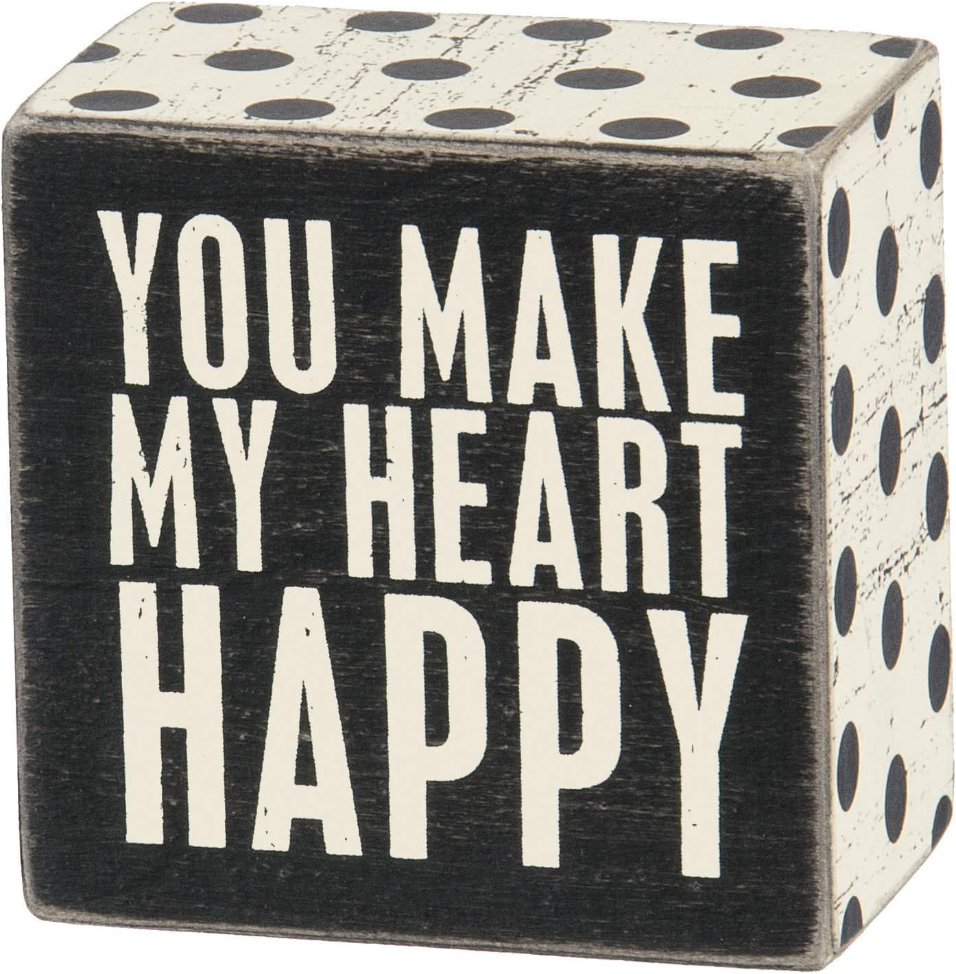 Primitives by Kathy 23238 Chevron Trimmed Box Sign, 3 x 3-Inches, I Love You: Home & Kitchen