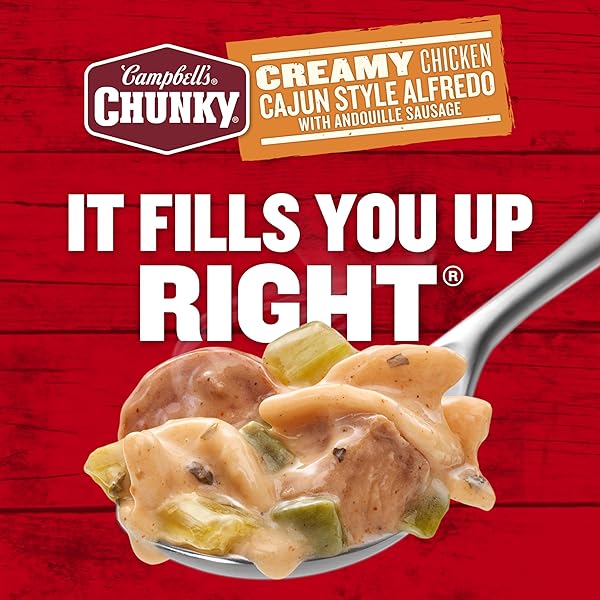 CAMPBELL’S CHUNKY CREAMY CHICKEN CAJUN STYLE ALFREDO WITH ANDOUILLE SAUSAGE SOUP, 18.8 OZ CAN
