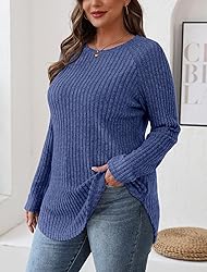 Saloogoe Long Sleeve Shirts Casual Lounge Tunic