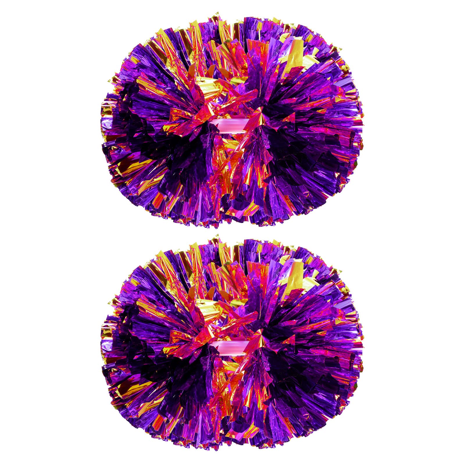 PATIKIL Cheerleading Pom Poms, 2 Pack PET Cheer Pom with Handle for Sport Game Team Spirit Fun Dance Stage Events, Purple Golden