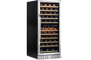 Newair 24" Wine Cooler Refrigerator, Large 116 Bottle Built-in or Freestanding Dual Zone Wine Cellar in Stainless Steel with Precision Thermostat, Full Extension Beechwood Shelves