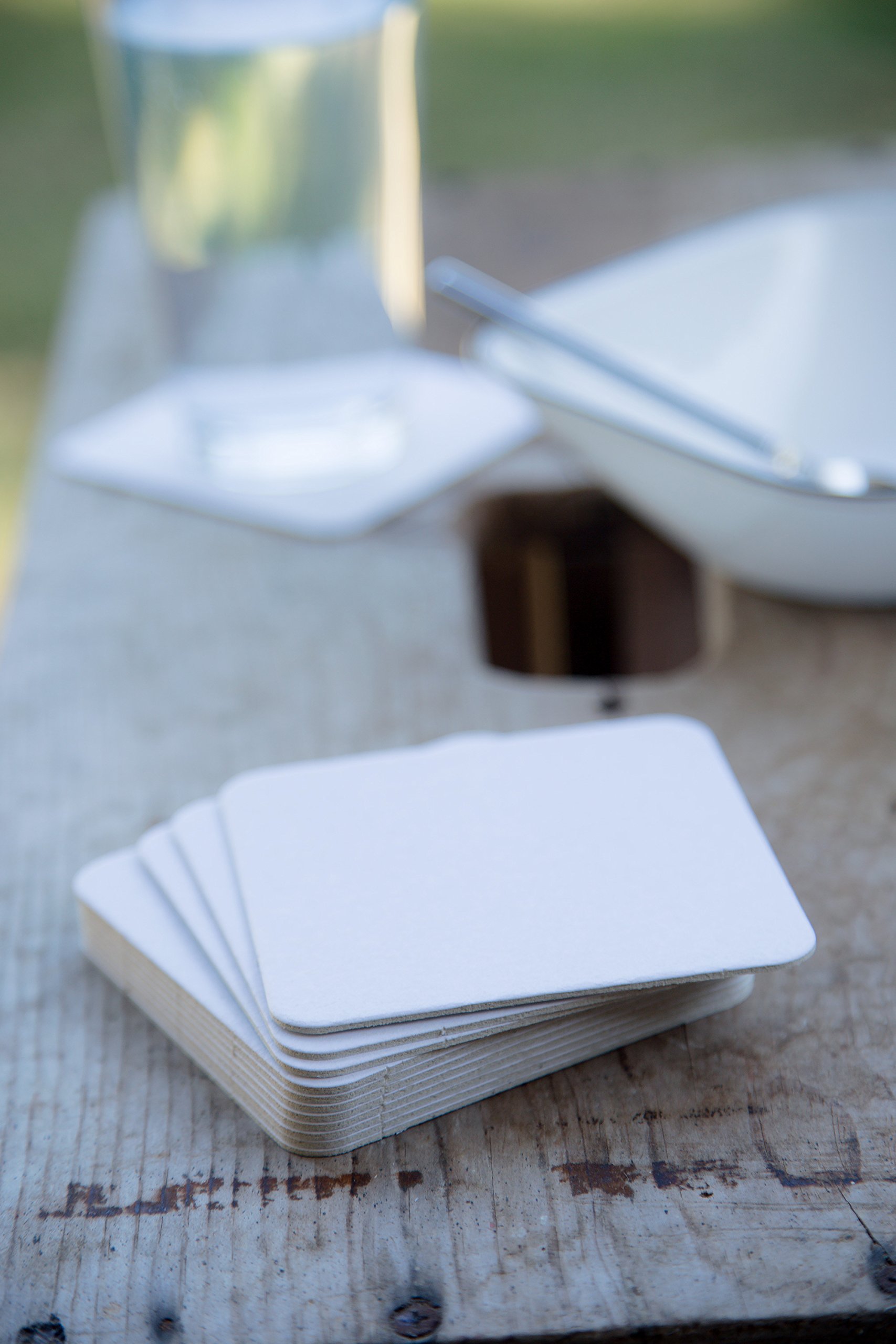 Cardboard Coasters 100 pack 4"x4" Square White Blank Coasters Bulk