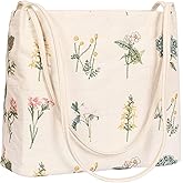Floral Canvas Purse for Women, Embroidered Handbag, Small Daily Bag with Pu Handle, Spring Tote Bag, Valentine's Day Gifts
