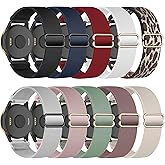Compatible with Garmin Vivoactive 5 Band 20mm, Vivoactive 6/3, 10 Pack Nylon Watch Bands for Garmin Forerunner 165/55/245/Venu/Venu Sq/Venu 2 Plus Soft Stretchy Replacement Strap for Women Men