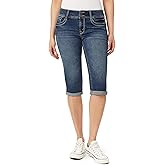 WallFlower Womens Luscious Curvy 17" Capri Mid-Rise Insta Stretch Juniors (Standard and Plus)