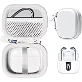 CaseSack Case for TAGRY X08 Bluetooth Headphones True Wireless Earbuds 60H, mesh Pocket for Charge Cable (White)