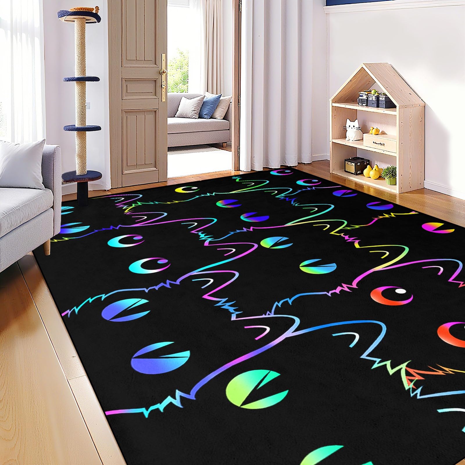 Photo 1 of ***Need to be clean***
Black Cat Rug 5x7, Kids Cat Carpet for Girls Room Decor, Funny Cats Rugs Room Decor Girls Bedroom Cute Cats Themed Washable Kids Area Rug for Playroom Bedroom Classroom