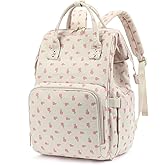 Xunteny Women Corduroy College School Backpack Bookbag, 15.6 Inch Travel Laptop Backpack Casual Daypack (Flowers Pink)