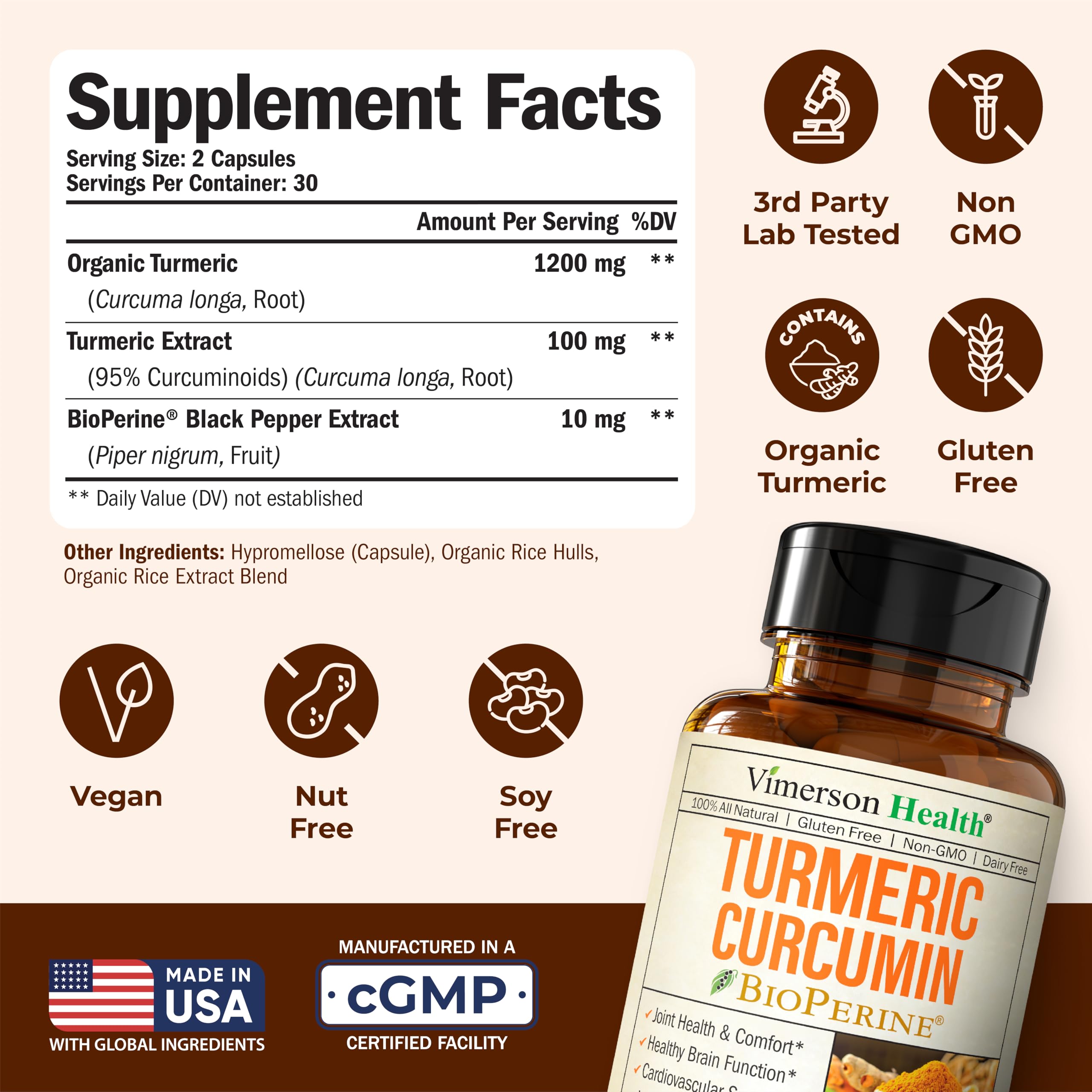 Mua Turmeric Curcumin Supplement - 1200 mg Organic Turmeric + Tumeric ...
