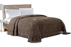 Beatrice Home Fashions Medallion Chenille Bedspread, King, Chocolate