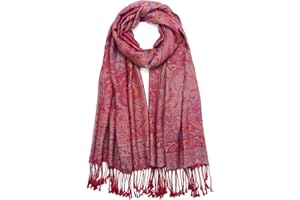 QIUTIMIY Paisley Pashmina Shawl Wrap Women Reversible Vintage Jacquard Pashmina Rave Scarf with Fringe for Evening, Wedding