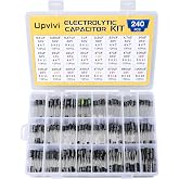 Electrolytic Capacitor Assortment Kit 24 Values 240pcs 0.1uF to 1000uF 10V 16V 25V 50V in-line Aluminum Capacitors Set