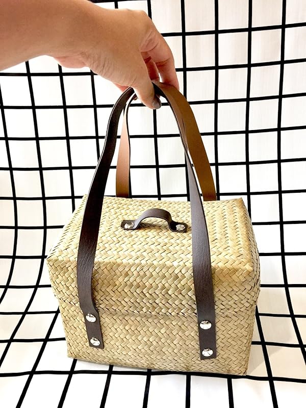 Medium Handwoven Straw Bag,Straw Picnic Bag,Straw Basket