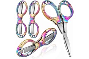 4 Pcs Folding Stainless Steel Mini Scissors, Portable Foldable Safety Pocket Design, Badge Small Travel Scissors All Purpose 