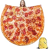 FREESOOTH Pizza Throw Blanket for Adult Kids, Novelty Round Warm Soft Tortilla Blanket for Couch Bed Funny Present, 60 Inches